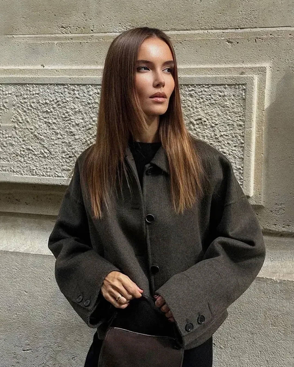 Angelina Buttoned Short Jacket - Women's Fall and Winter Outerwear - Image 3