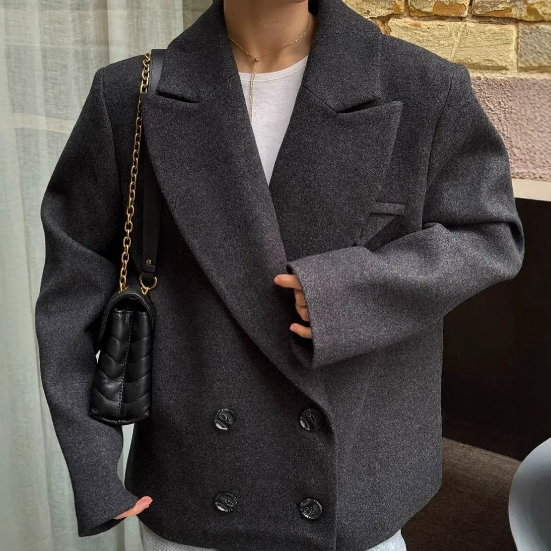 Angeline Relaxed Blazer Coat - Women's Fall and Winter Outerwear - Image 2
