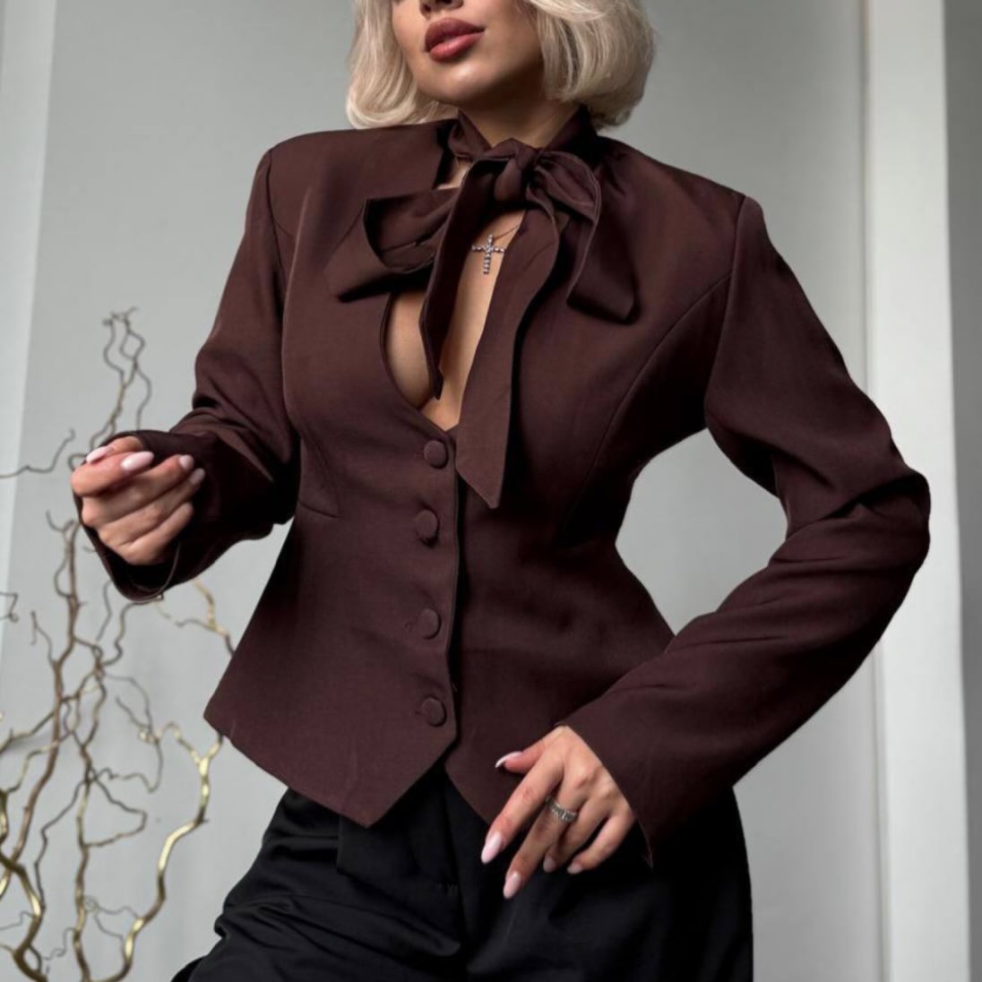 Angie Lace Up Blazer - Women's Fall and Winter Outerwear