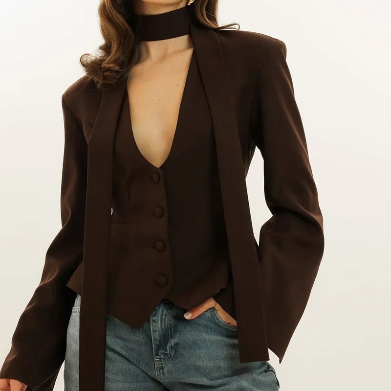 Angie Lace Up Blazer - Women's Fall and Winter Outerwear - Image 2