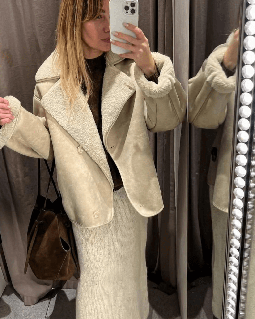Arianne Sherpa Faux Leather Jacket - Women's Fall and Winter Outerwear - Image 4