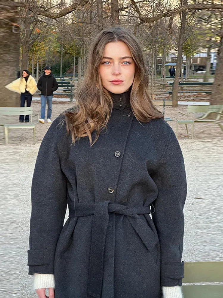 Ashley Stand Collar Short Coat - Women's Fall and Winter Outerwear - Image 4