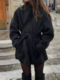 Ashley Stand Collar Short Coat - Women's Fall and Winter Outerwear - Image 2