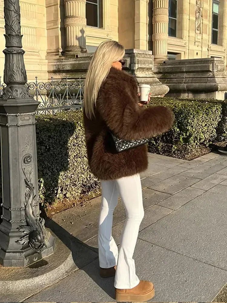 Audrey Women's Faux Fur Jacket - Long Faux Fur Coat - Image 4