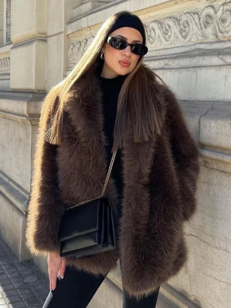 Audrey Women's Faux Fur Jacket - Long Faux Fur Coat