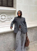 Aurelia Stand Collar Plaid Blazer - Women's Fall and Winter Outerwear