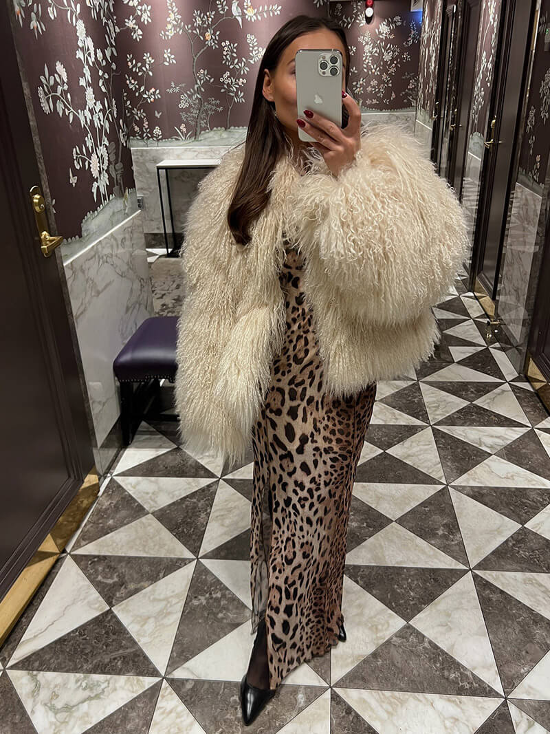 Bella Women's Faux Fur Coat - Plush Winter Coat, Brown - Image 4