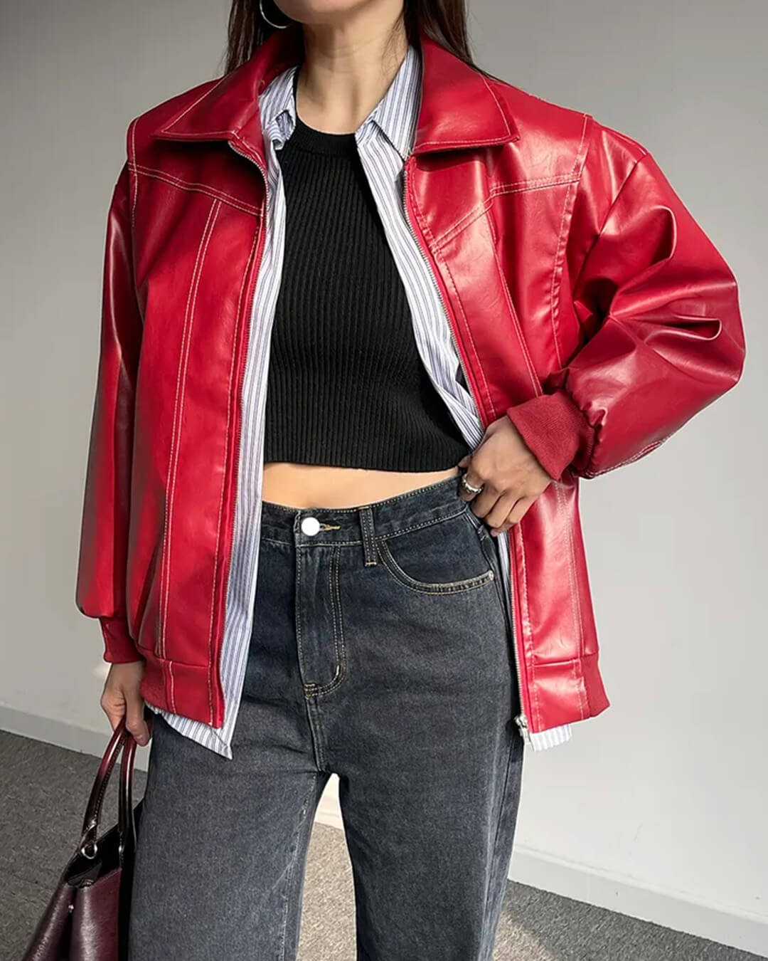 Marina Zip-Up Bomber Jacket - Women's Everyday Outerwear - Image 4