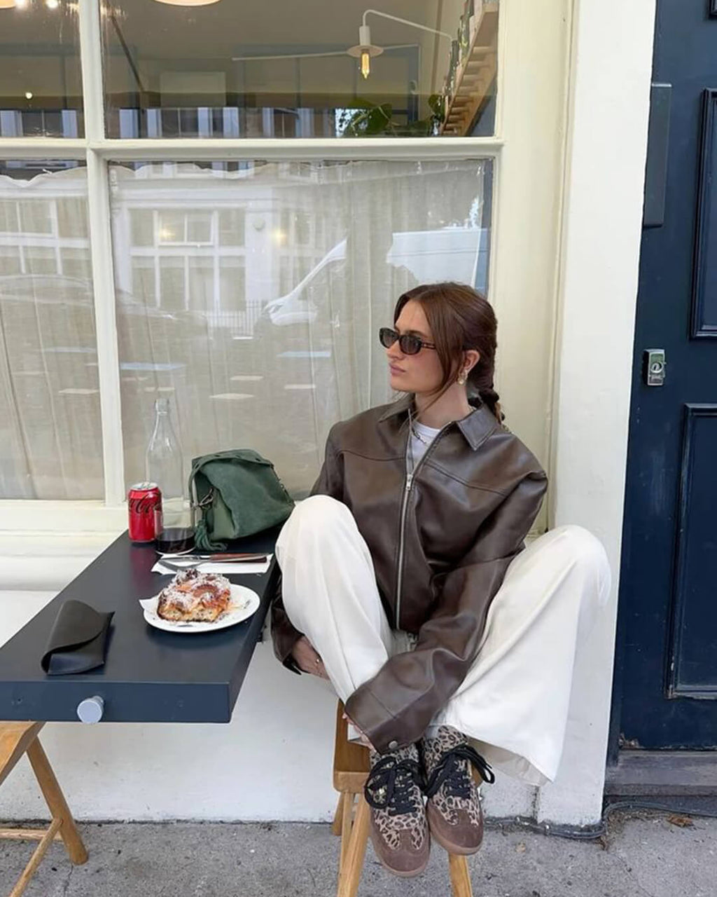 Carine Leather Moto Jacket - Women's Fall and Winter Outerwear - Image 2
