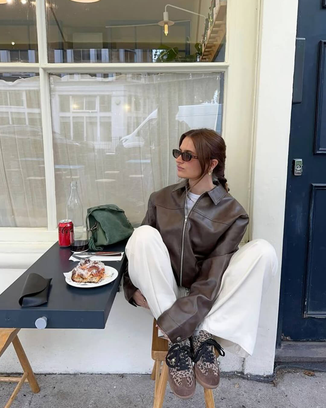 Carine Leather Moto Jacket - Women's Fall and Winter Outerwear - Image 2