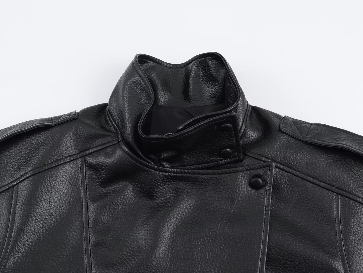 Carla Women's Asymmetrical Faux Leather Jacket - Relaxed Fit Moto Biker Jacket - Image 15