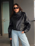 Carla Women's Asymmetrical Faux Leather Jacket - Relaxed Fit Moto Biker Jacket - Image 9