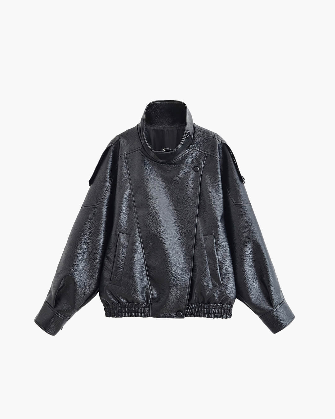 Carla Women's Asymmetrical Faux Leather Jacket - Relaxed Fit Moto Biker Jacket