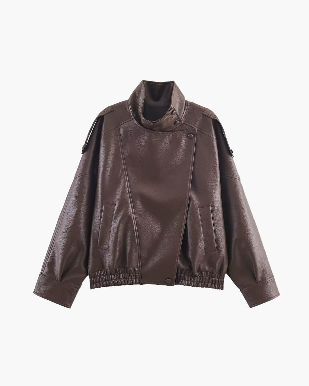 Carla Women's Asymmetrical Faux Leather Jacket - Relaxed Fit Moto Biker Jacket - Image 11