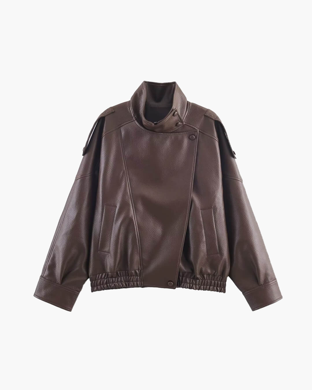 Carla Women's Asymmetrical Faux Leather Jacket - Relaxed Fit Moto Biker Jacket - Image 11