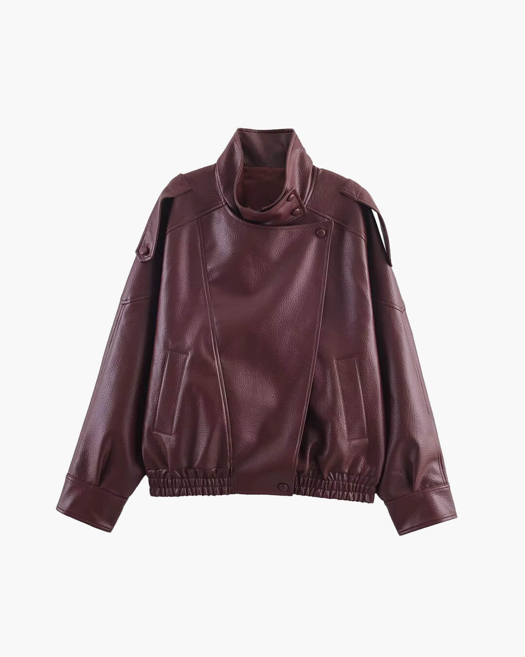 Carla Women's Asymmetrical Faux Leather Jacket - Relaxed Fit Moto Biker Jacket - Image 14
