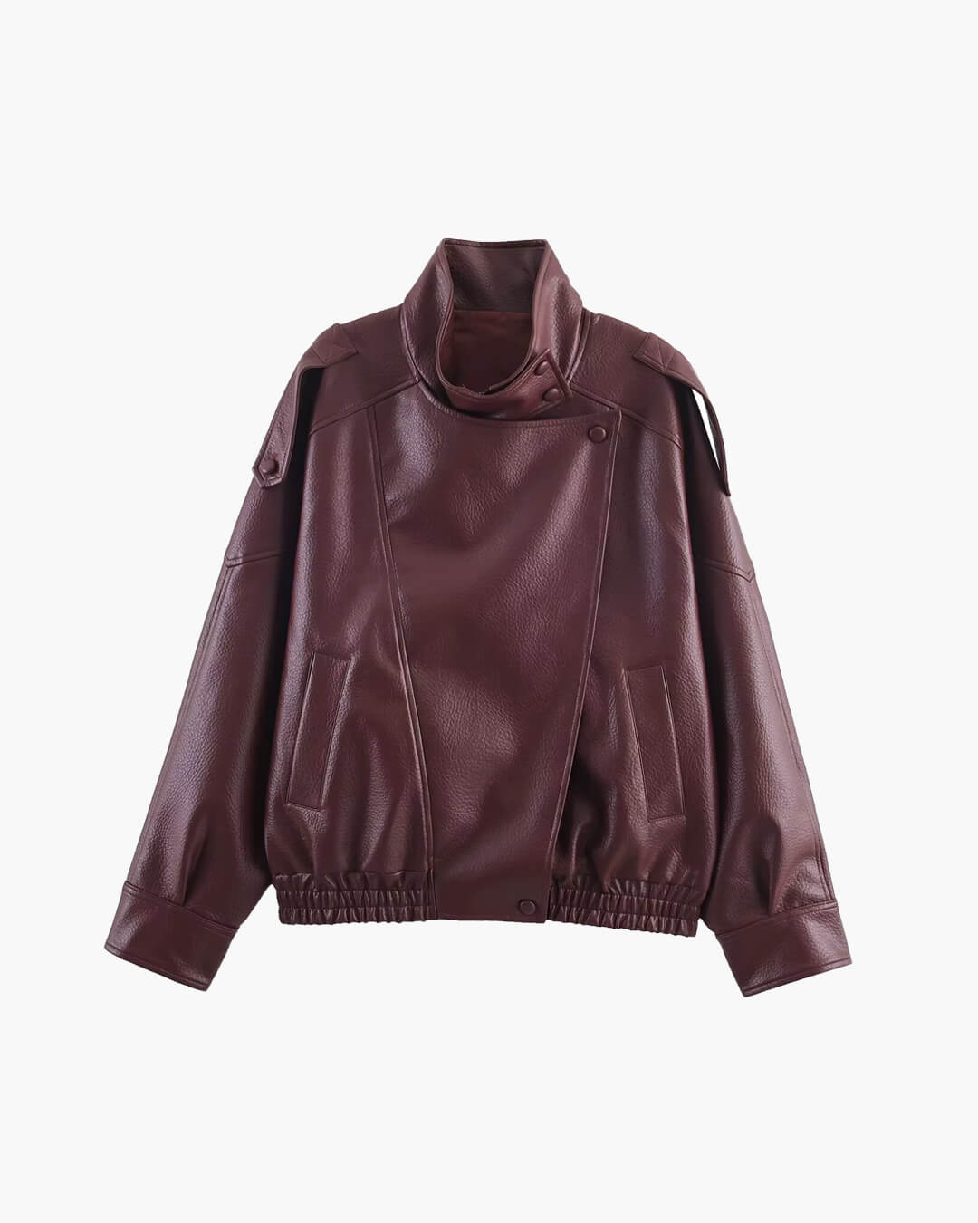 Carla Women's Asymmetrical Faux Leather Jacket - Relaxed Fit Moto Biker Jacket - Image 14