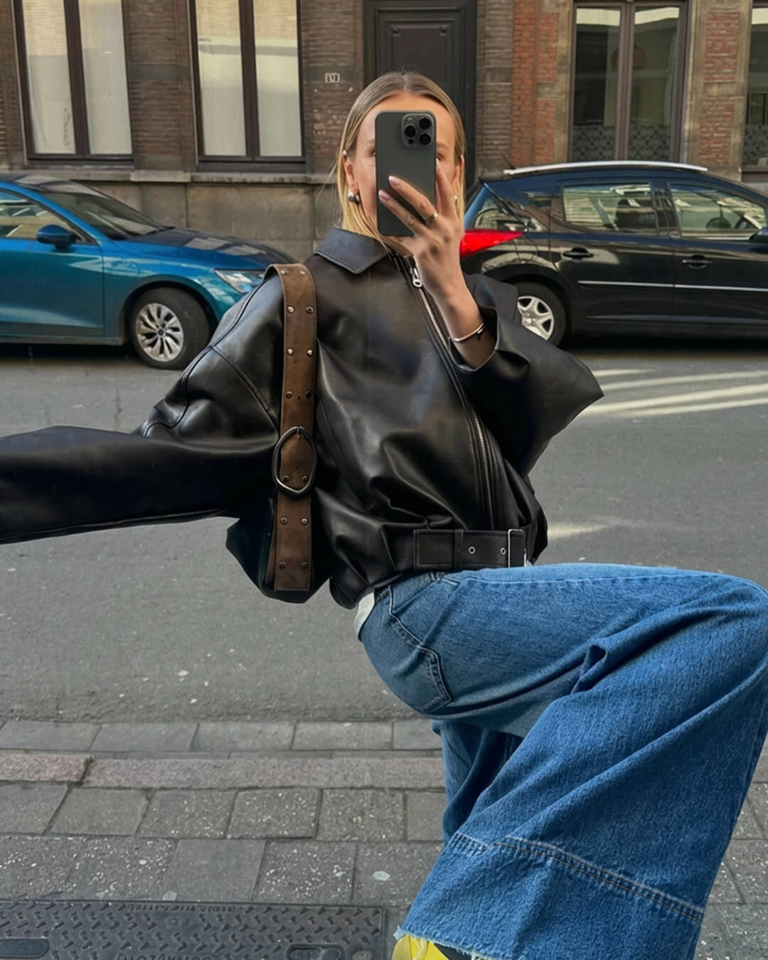 Georgia Vegan Leather Moto Jacket - Vintage-Inspired Faux Leather Biker Jacket - Image 12