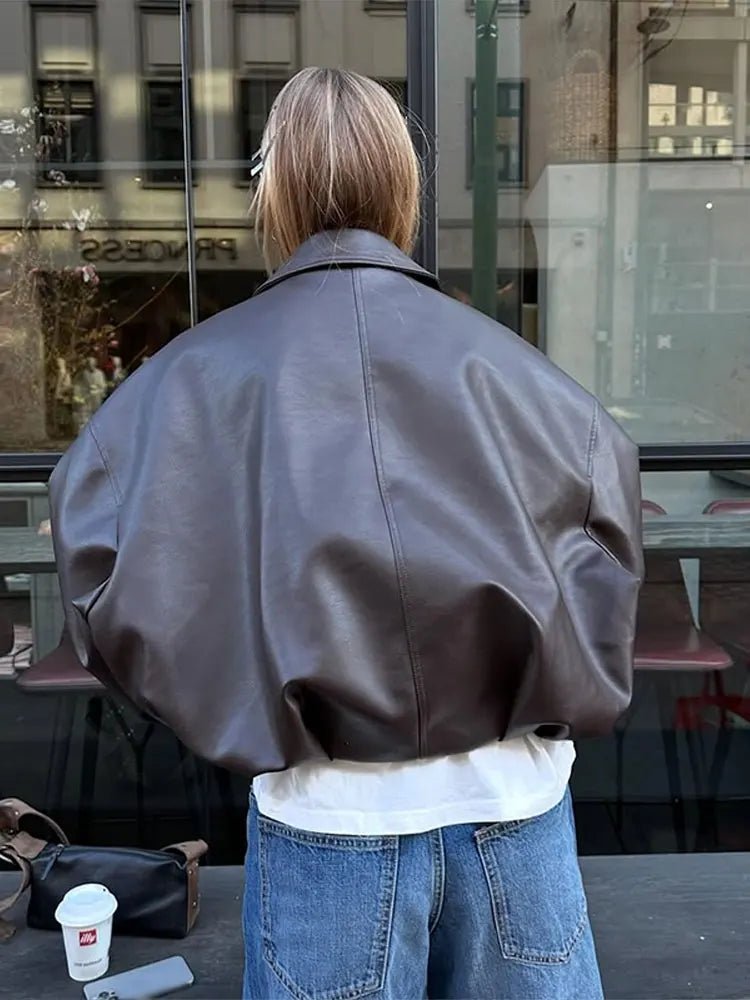Georgia Vegan Leather Moto Jacket - Vintage-Inspired Faux Leather Biker Jacket - Image 10