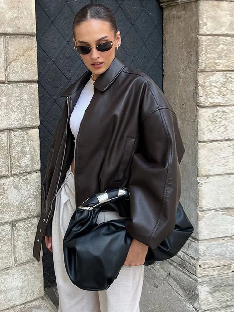 Georgia Vegan Leather Moto Jacket - Vintage-Inspired Faux Leather Biker Jacket - Image 6