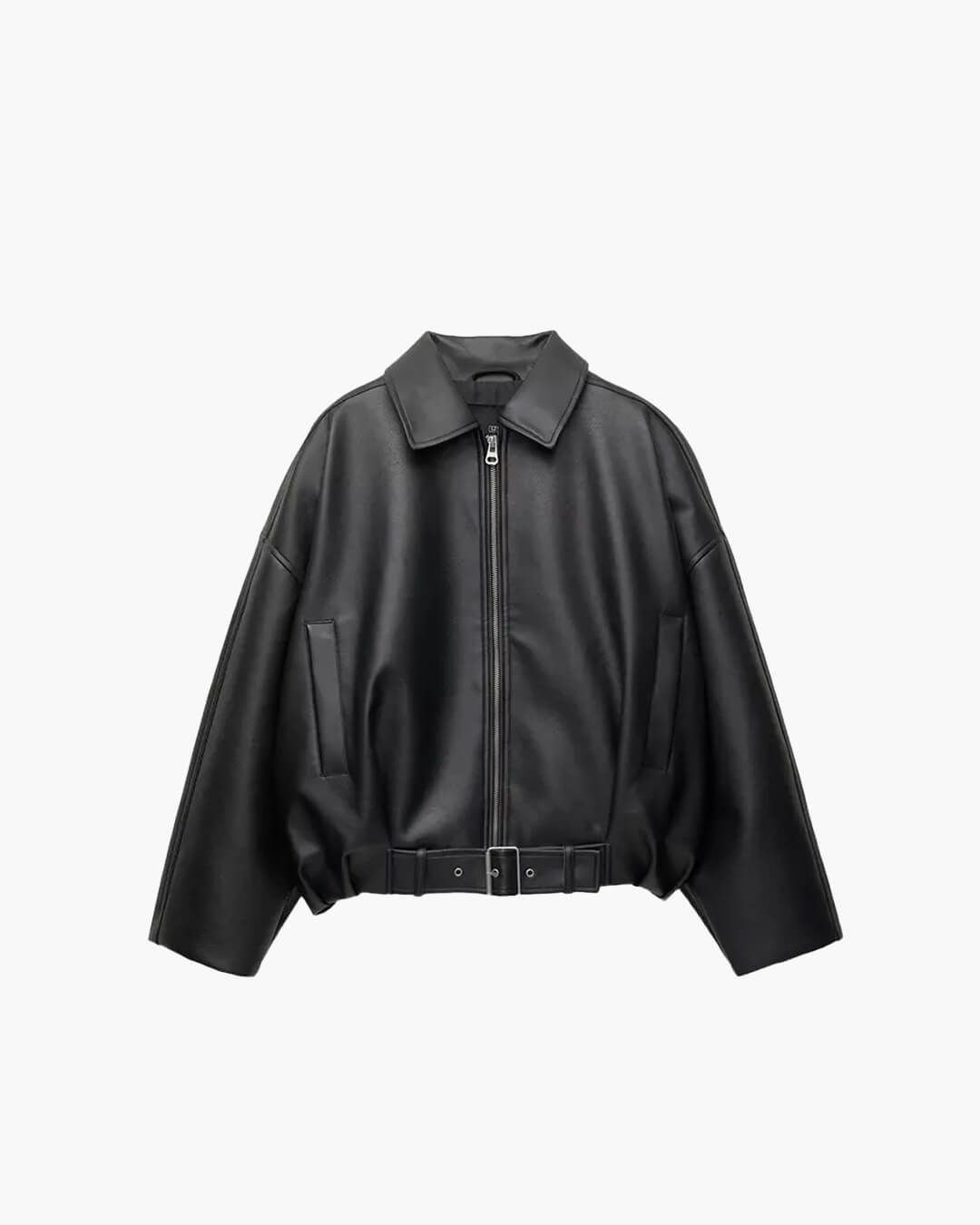 Georgia Vegan Leather Moto Jacket - Vintage-Inspired Faux Leather Biker Jacket