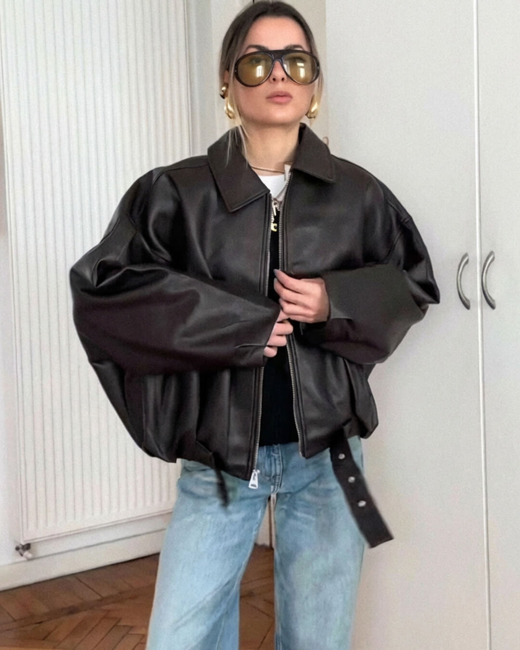 Georgia Vegan Leather Moto Jacket - Vintage-Inspired Faux Leather Biker Jacket - Image 2