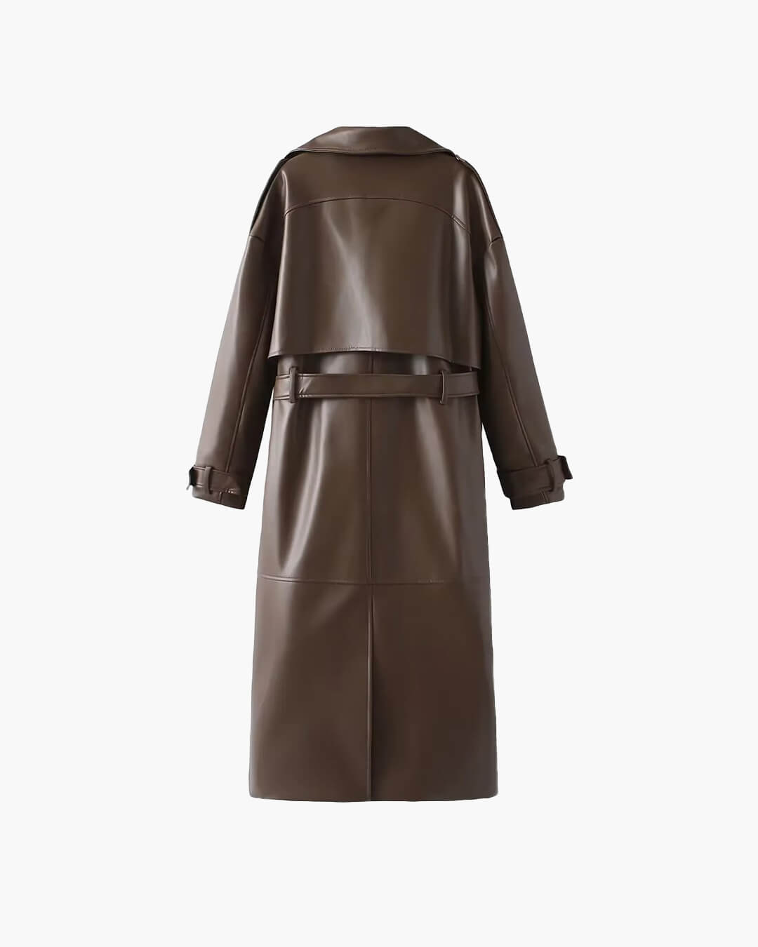 Cassy Faux Leather Maxi Trench Coat - Women's Fall and Winter Outerwear - Image 12
