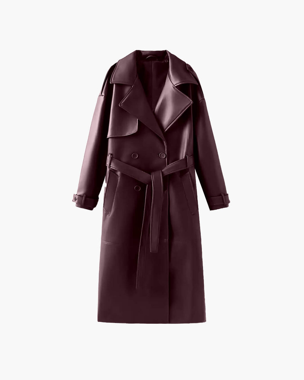 Cassy Faux Leather Maxi Trench Coat - Women's Fall and Winter Outerwear - Image 9