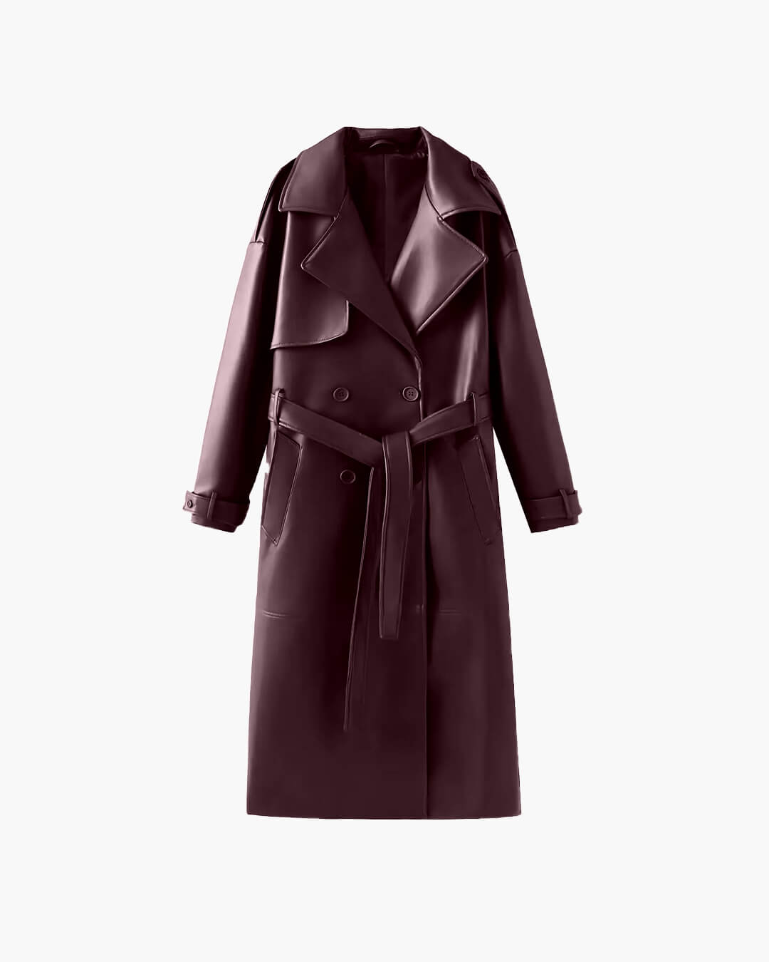 Cassy Faux Leather Maxi Trench Coat - Women's Fall and Winter Outerwear - Image 9
