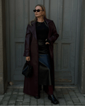 Cassy Faux Leather Maxi Trench Coat - Women's Fall and Winter Outerwear