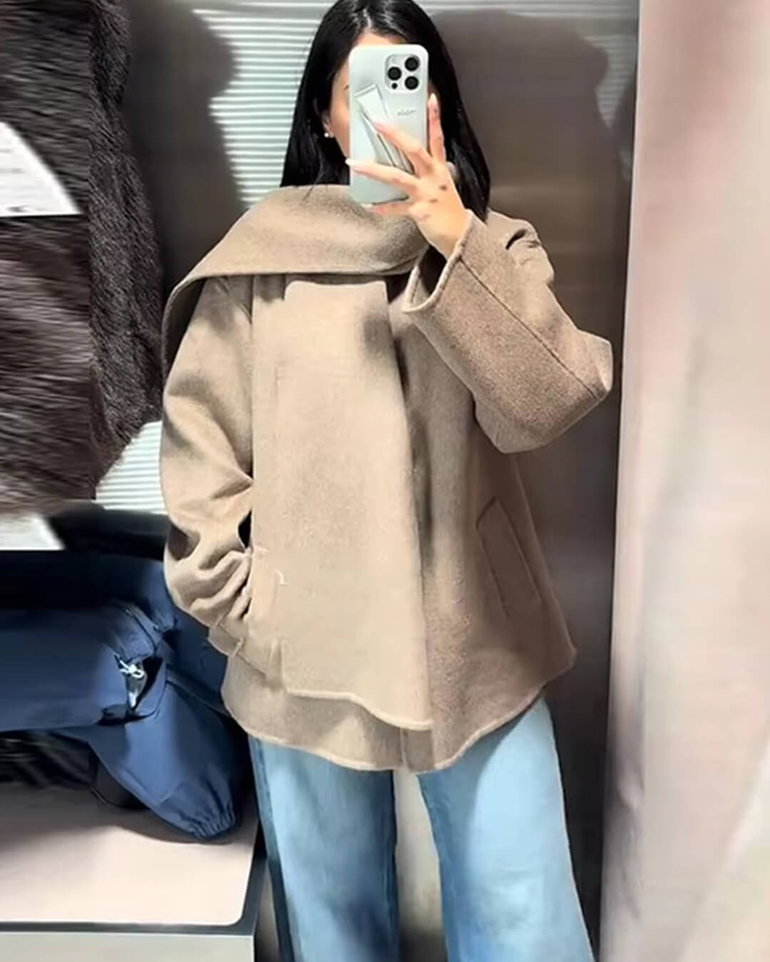 Cecille Coat with Scarf - Women's Fall and Winter Outerwear - Image 5