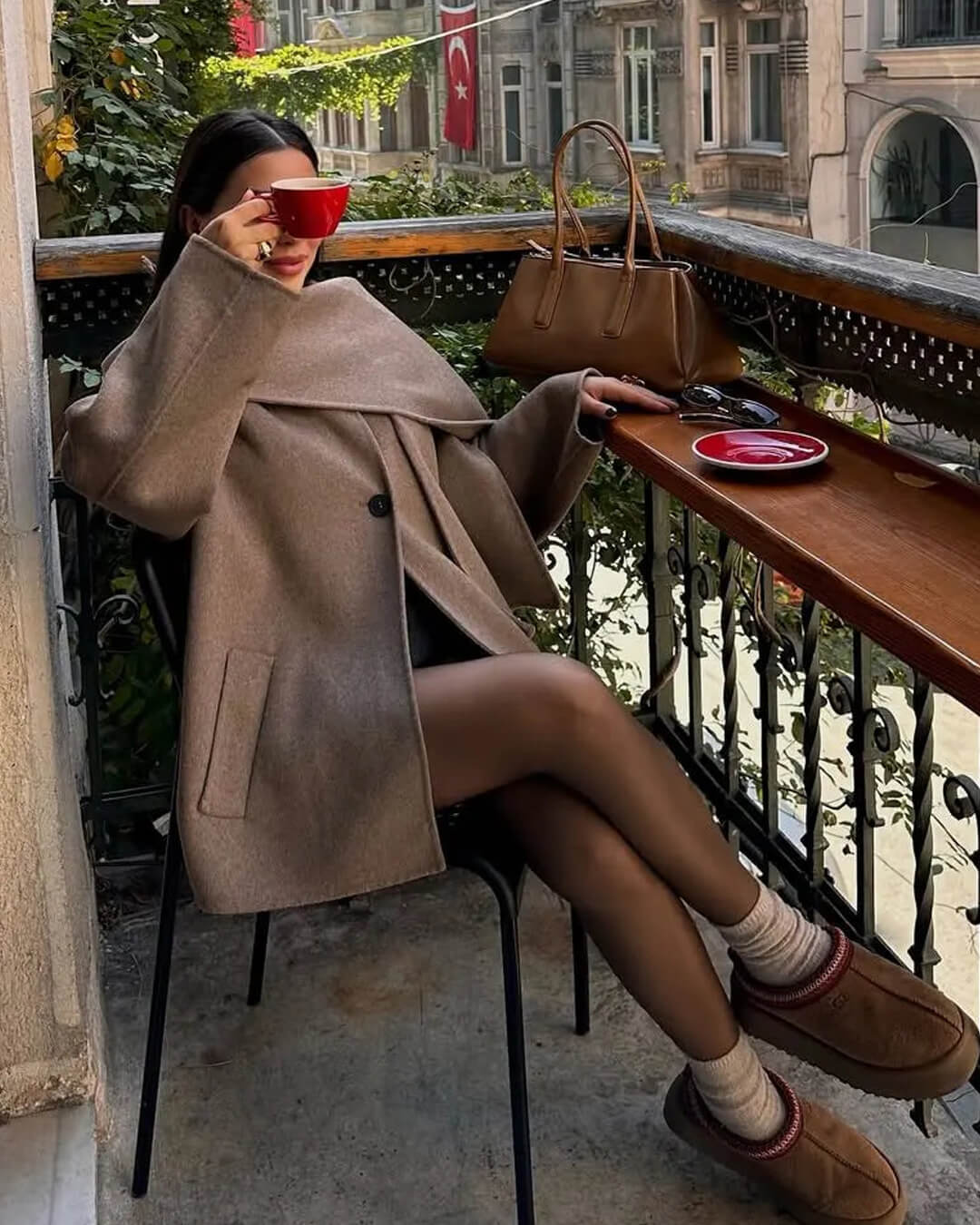Cecille Coat with Scarf - Women's Fall and Winter Outerwear - Image 4