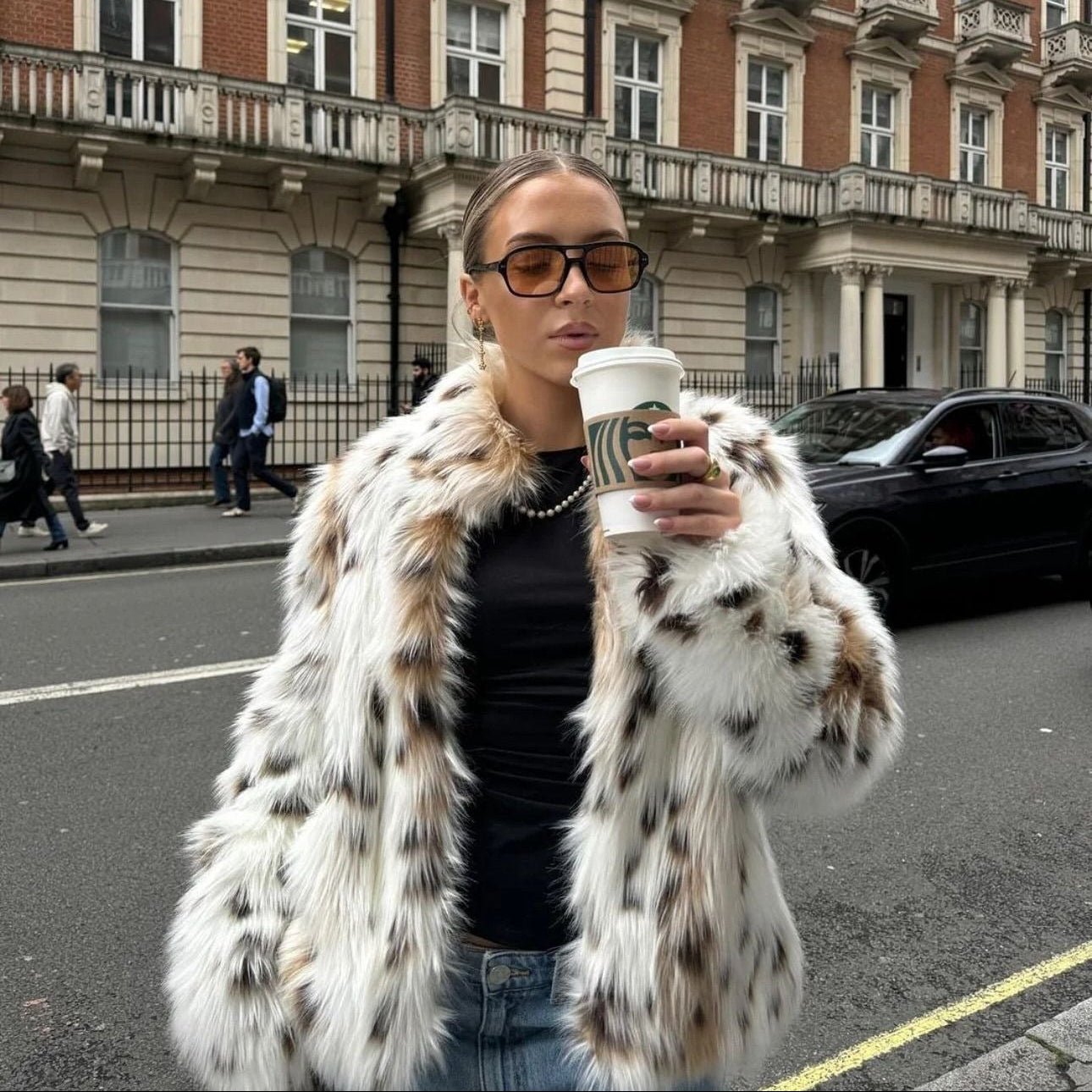 Celeste Leopard Faux Fur Coat - Women's Fall and Winter Outerwear - Image 3