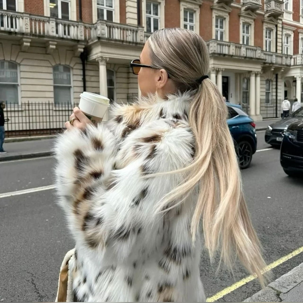 Celeste Leopard Faux Fur Coat - Women's Fall and Winter Outerwear - Image 4