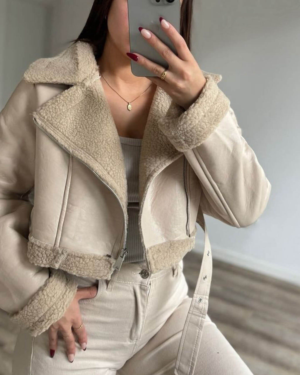 Cindy Suede Faux Fur Jacket - Women's Fall and Winter Outerwear - Image 5