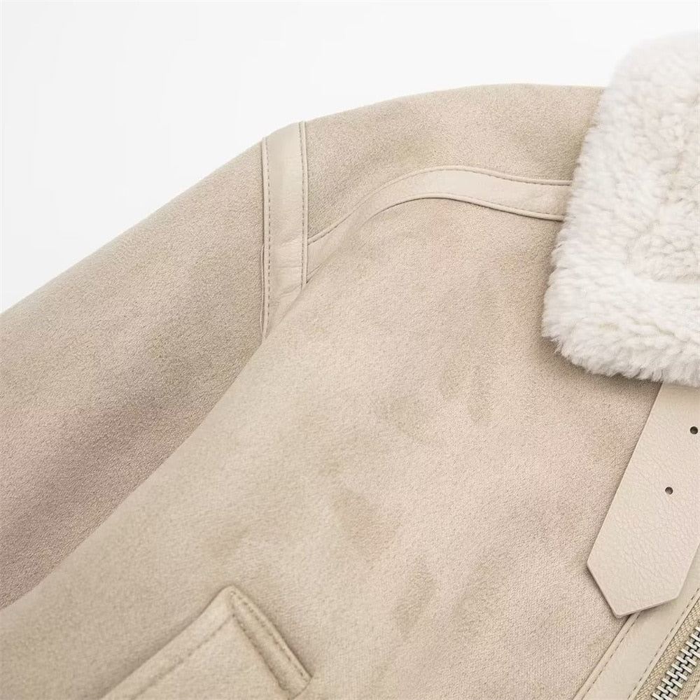 Cindy Suede Faux Fur Jacket - Women's Fall and Winter Outerwear - Image 12