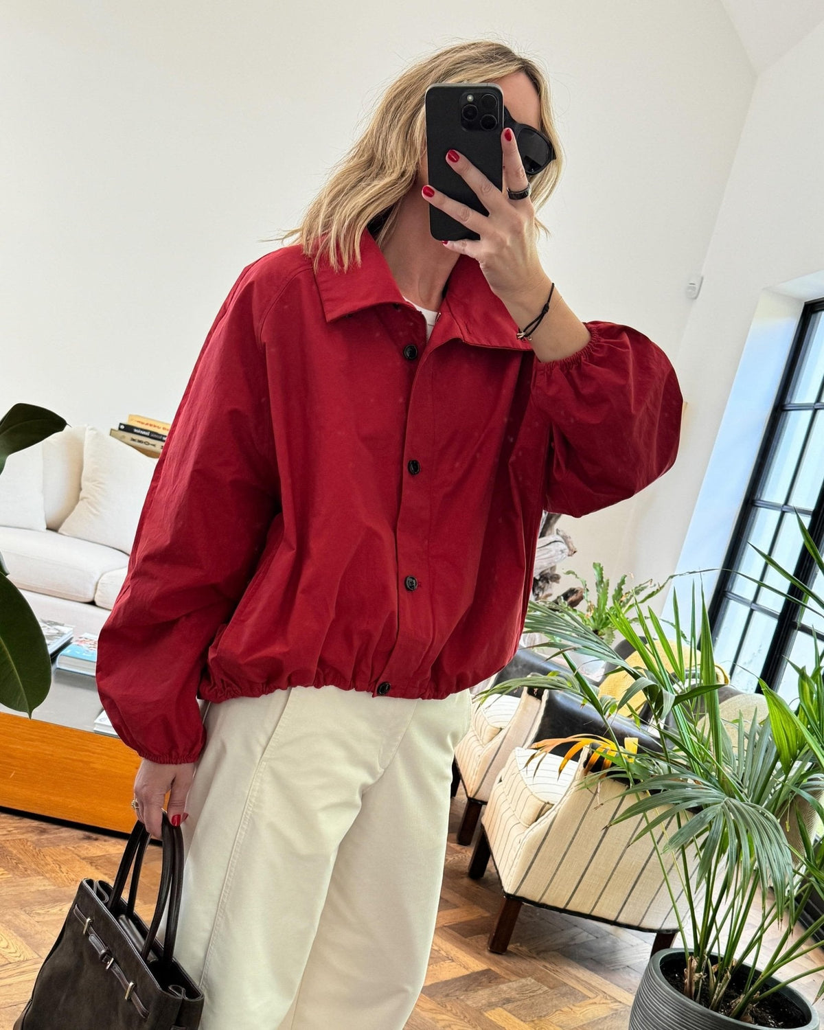 Clara Women's High-Neck Puff Sleeve Bomber Jacket - Tailored Citywear - Image 6