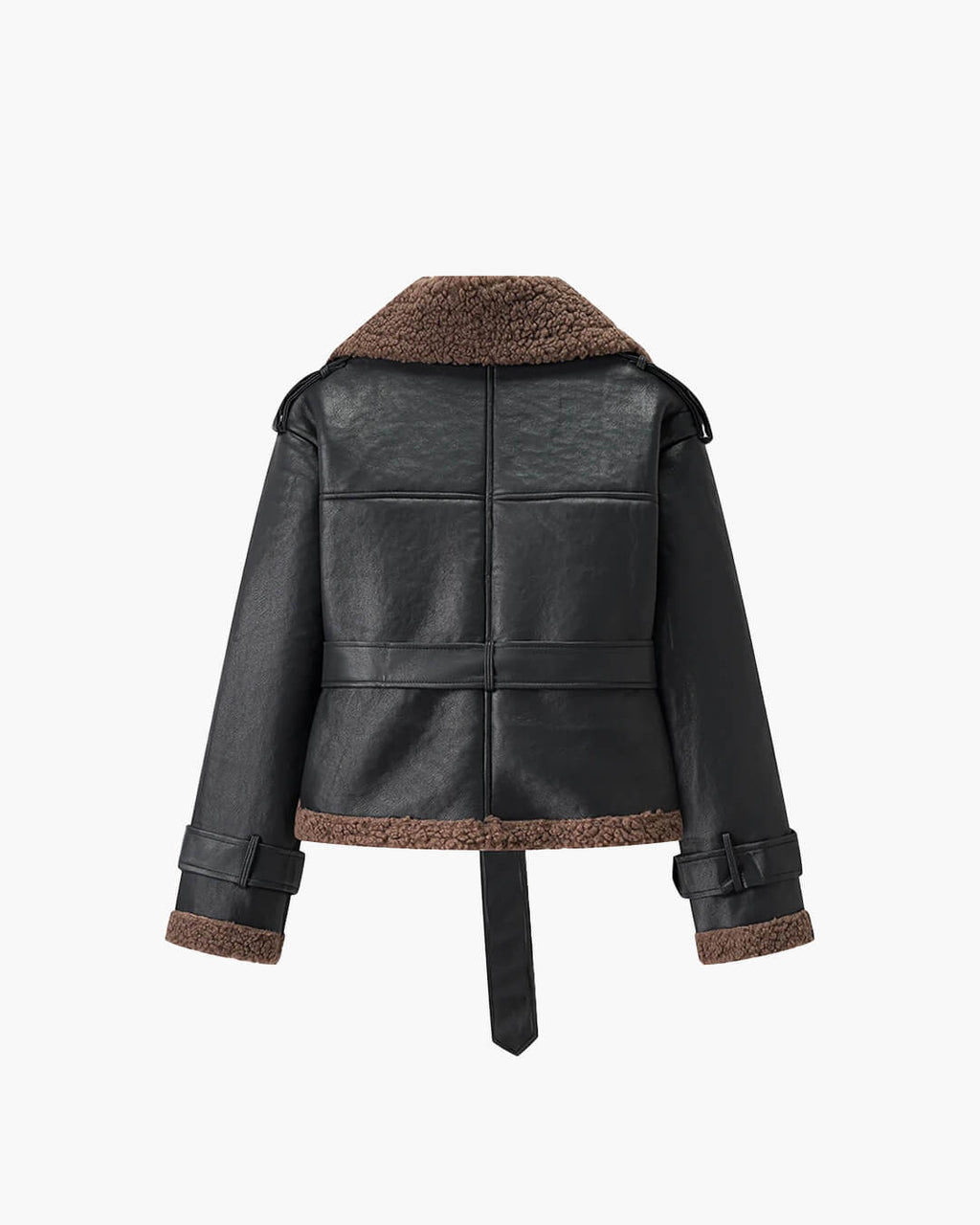 Cora Short Belted Faux Leather Jacket - Women's Fall and Winter Outerwear - Image 10