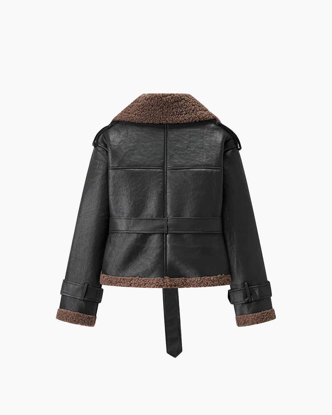 Cora Short Belted Faux Leather Jacket - Women's Fall and Winter Outerwear - Image 10