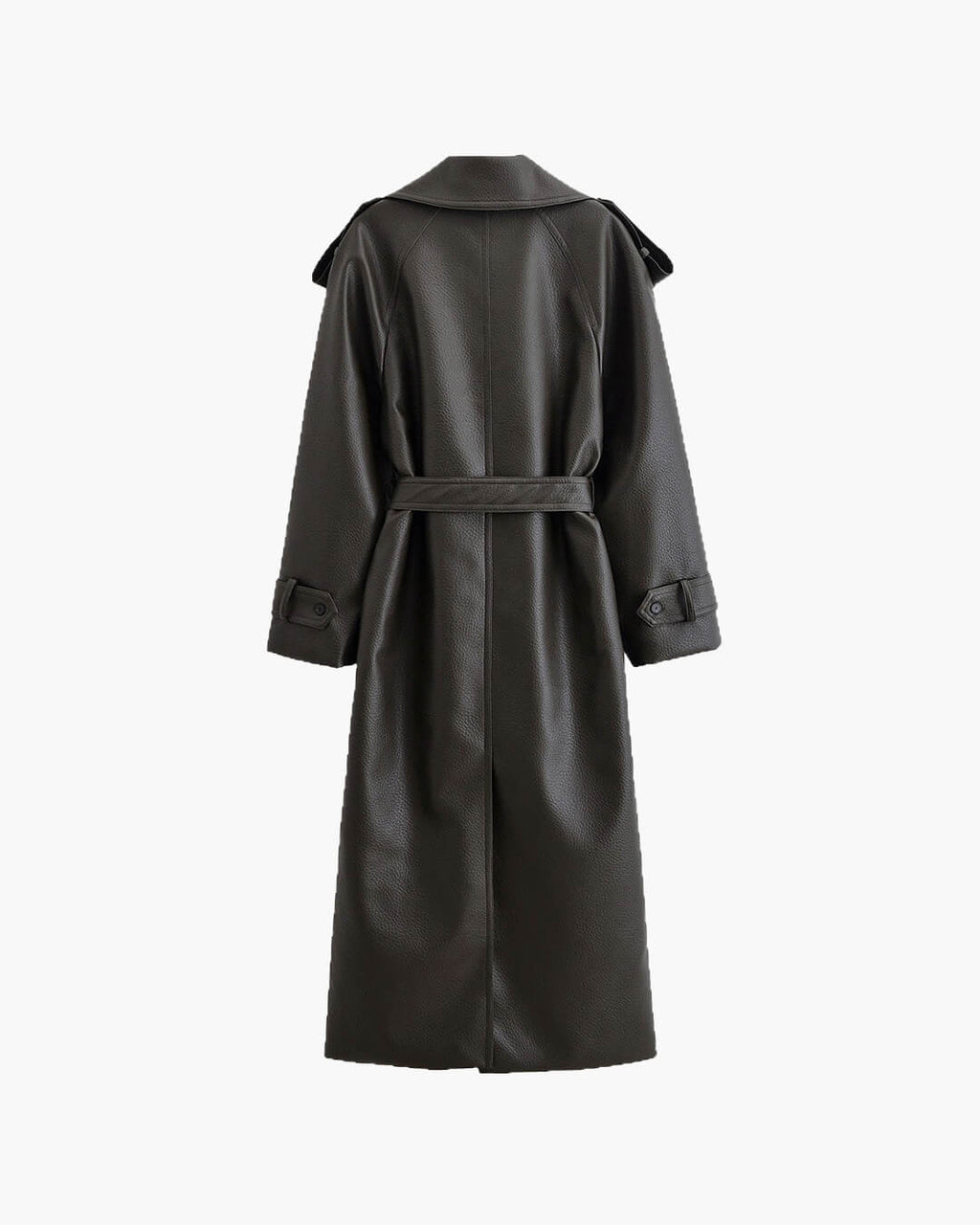 Danica Women's Long Faux Leather Jacket - Double-Breasted PU Coat - Image 11