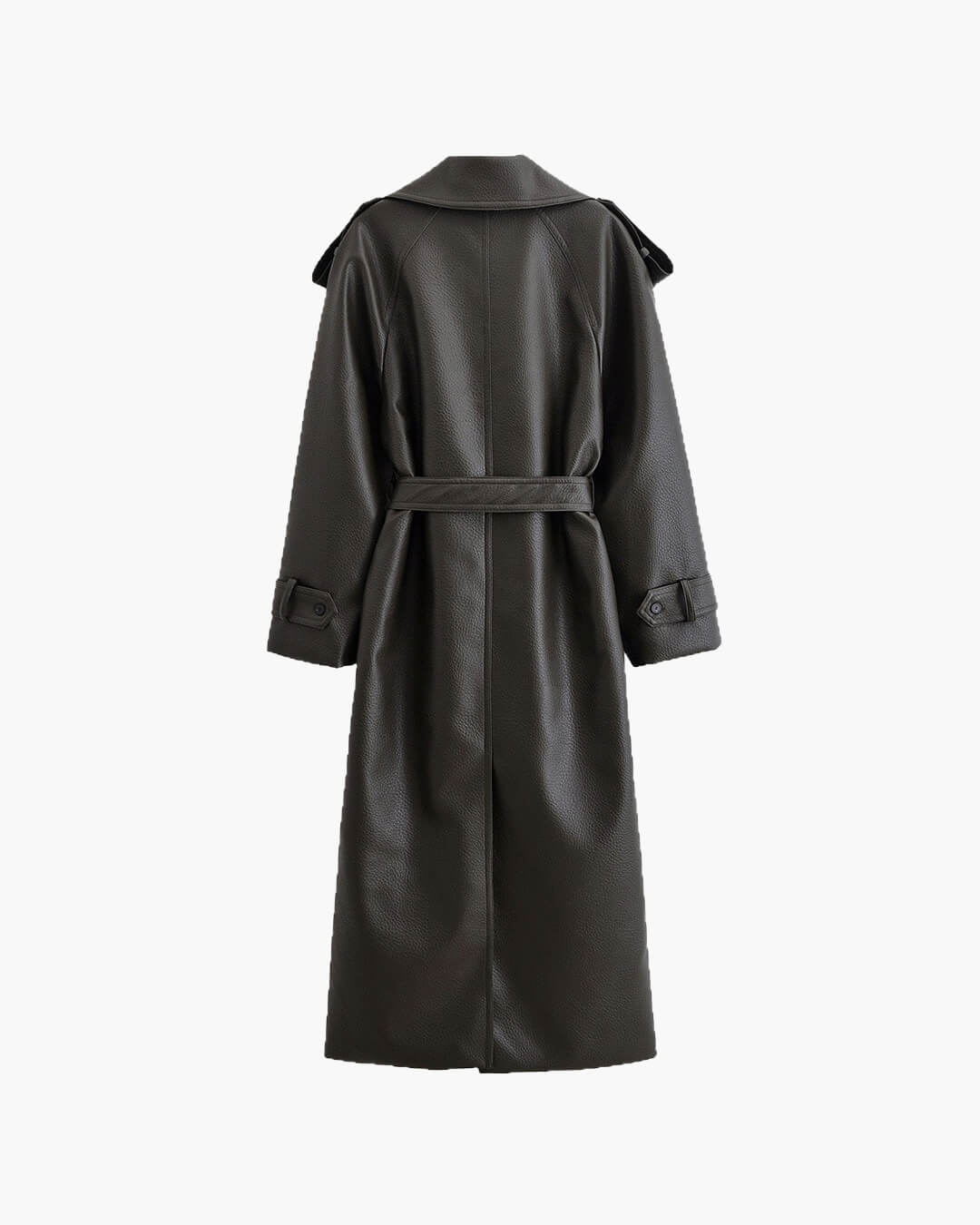 Danica Women's Long Faux Leather Jacket - Double-Breasted PU Coat - Image 11