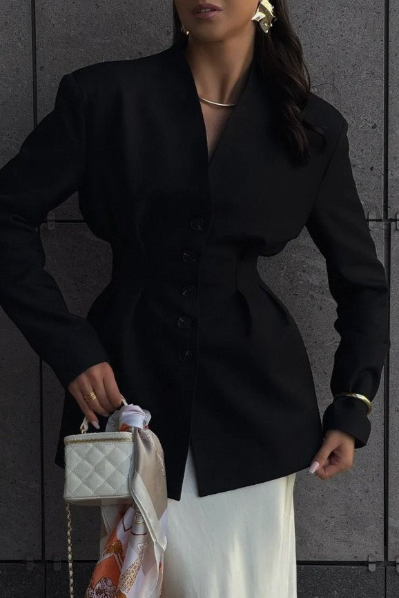 Daniela Cinched Collarless Blazer - Women's Fall and Winter Outerwear - Image 2