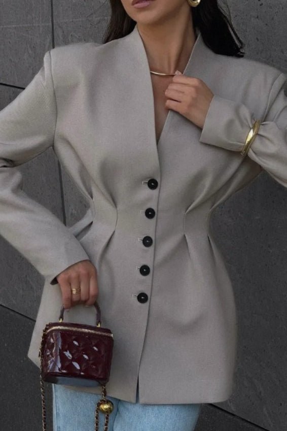 Daniela Cinched Collarless Blazer - Women's Fall and Winter Outerwear - Image 5