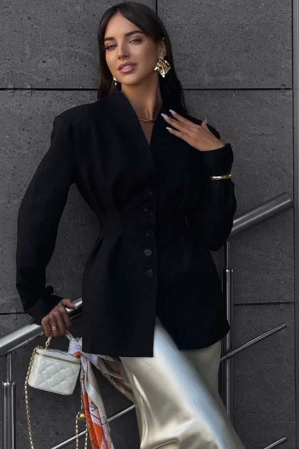 Daniela Cinched Collarless Blazer - Women's Fall and Winter Outerwear