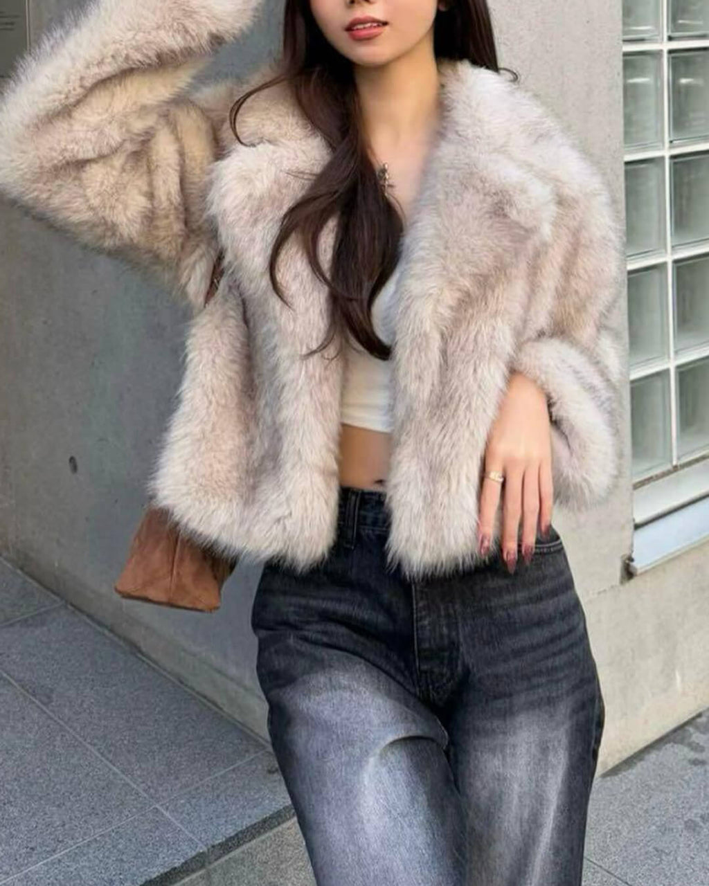 Darcy Cropped Faux Fur Jacket - Women's Fall and Winter Outerwear - Image 3