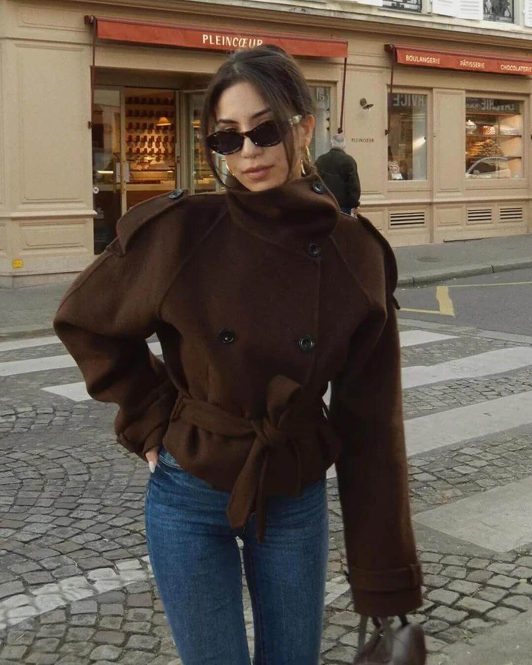 Debbie Women's Stand Collar Short Trench Coat - Double Breasted Fall Jacket - Image 3