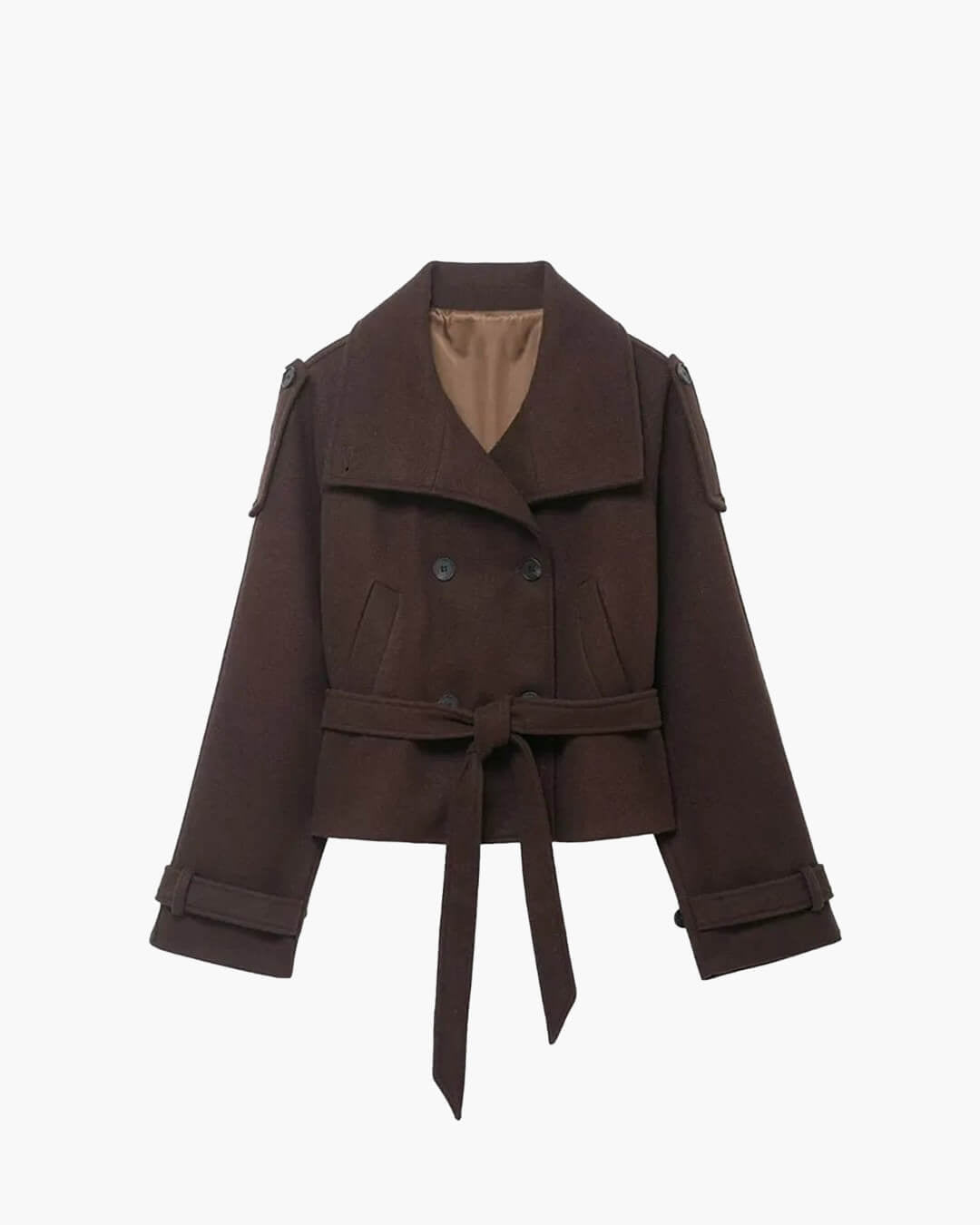 Debbie Women's Stand Collar Short Trench Coat - Double Breasted Fall Jacket - Image 11