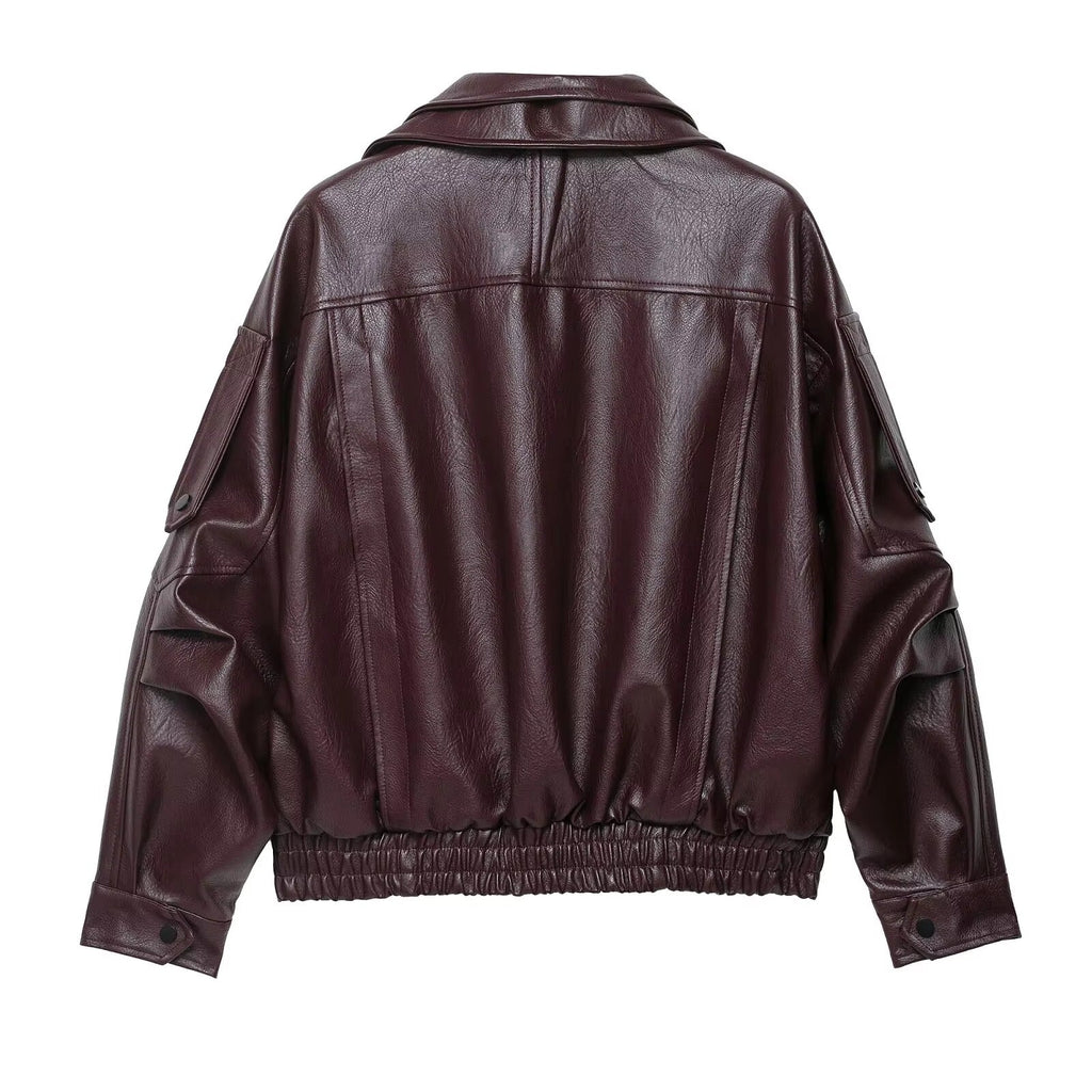 Denise Belted Leather Jacket - Women's Fall and Winter Outerwear - Image 4