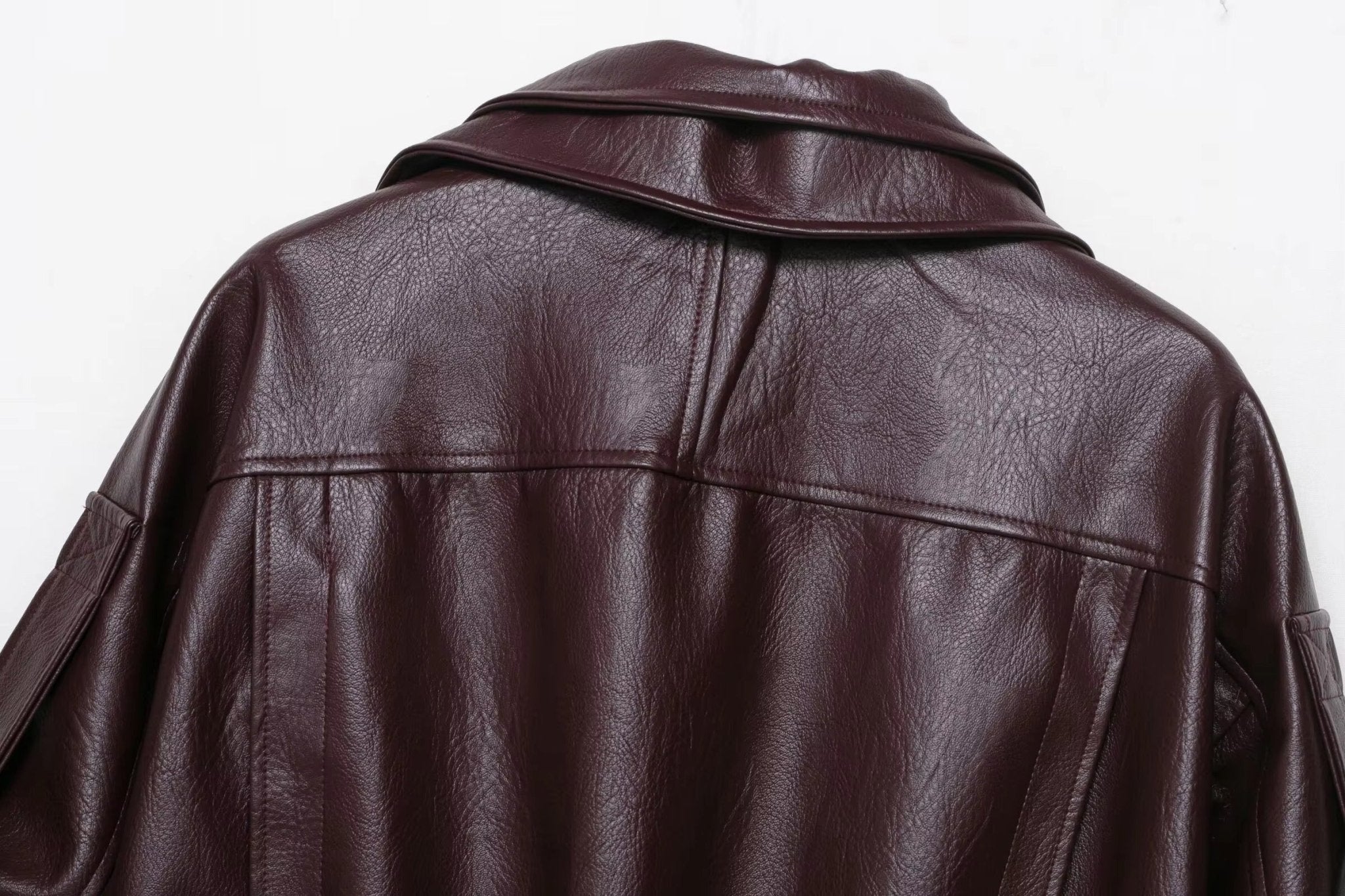 Denise Belted Leather Jacket - Women's Fall and Winter Outerwear - Image 7