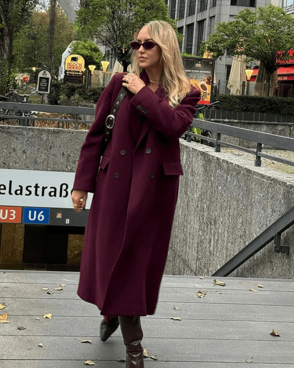 Nora Double Breasted Maxi Coat - Women's Fall and Winter Outerwear - Image 2